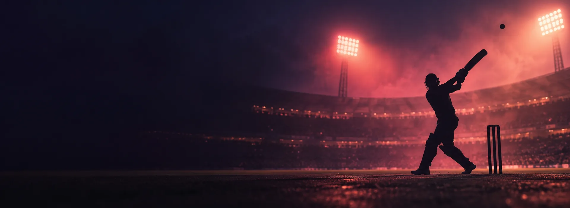 Night cricket stadium with floodlights