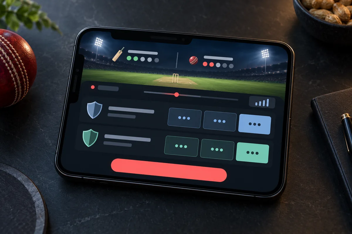 Phone showing a live cricket betting screen with team rows, odds boxes and a cash out button