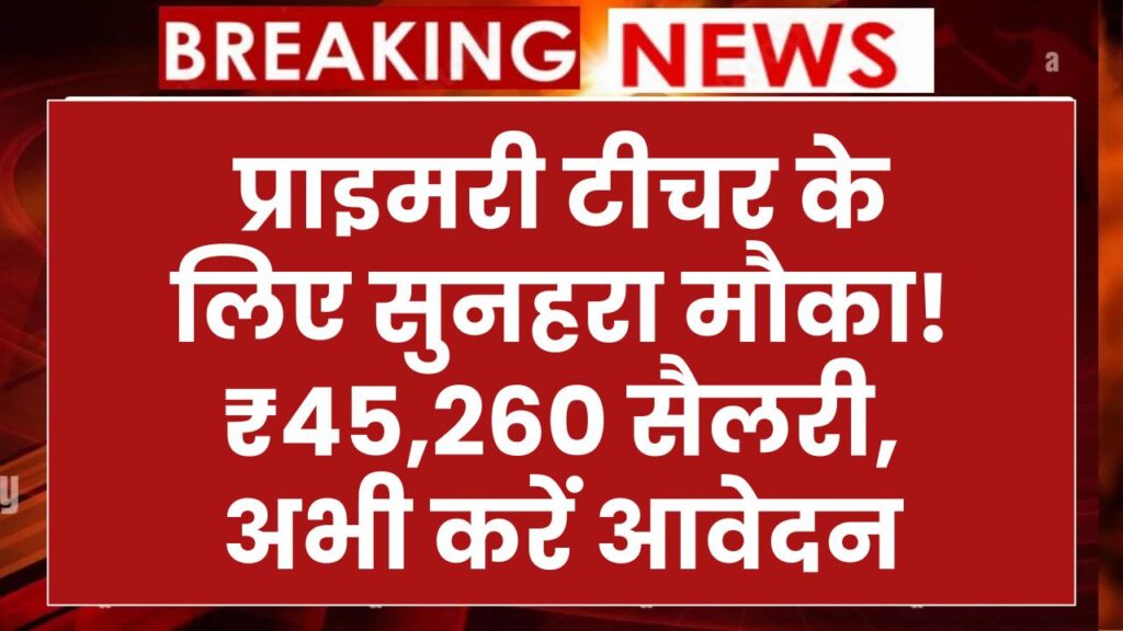 Teacher Vacancy 2025: प्राइमरी टीचर्स के लिए सुनहरा मौका! ₹45,260 सैलरी के साथ भर्ती, D.El.Ed वाले तुरंत करें अप्लाई